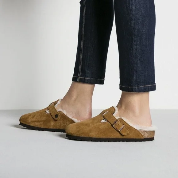 NWT Birkenstock Boston ShearlingSuede Leather - Mink